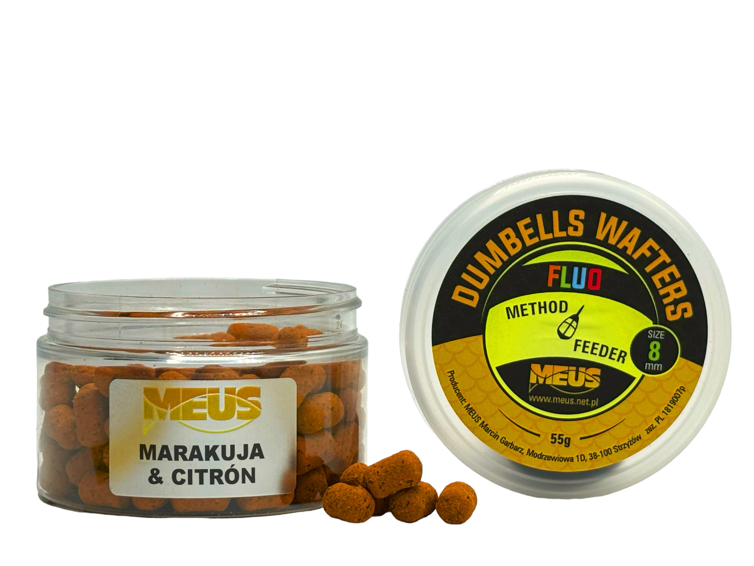 DUMBELLS FLUO WAFTERS 8mm 55g – Marakuja & Citrón