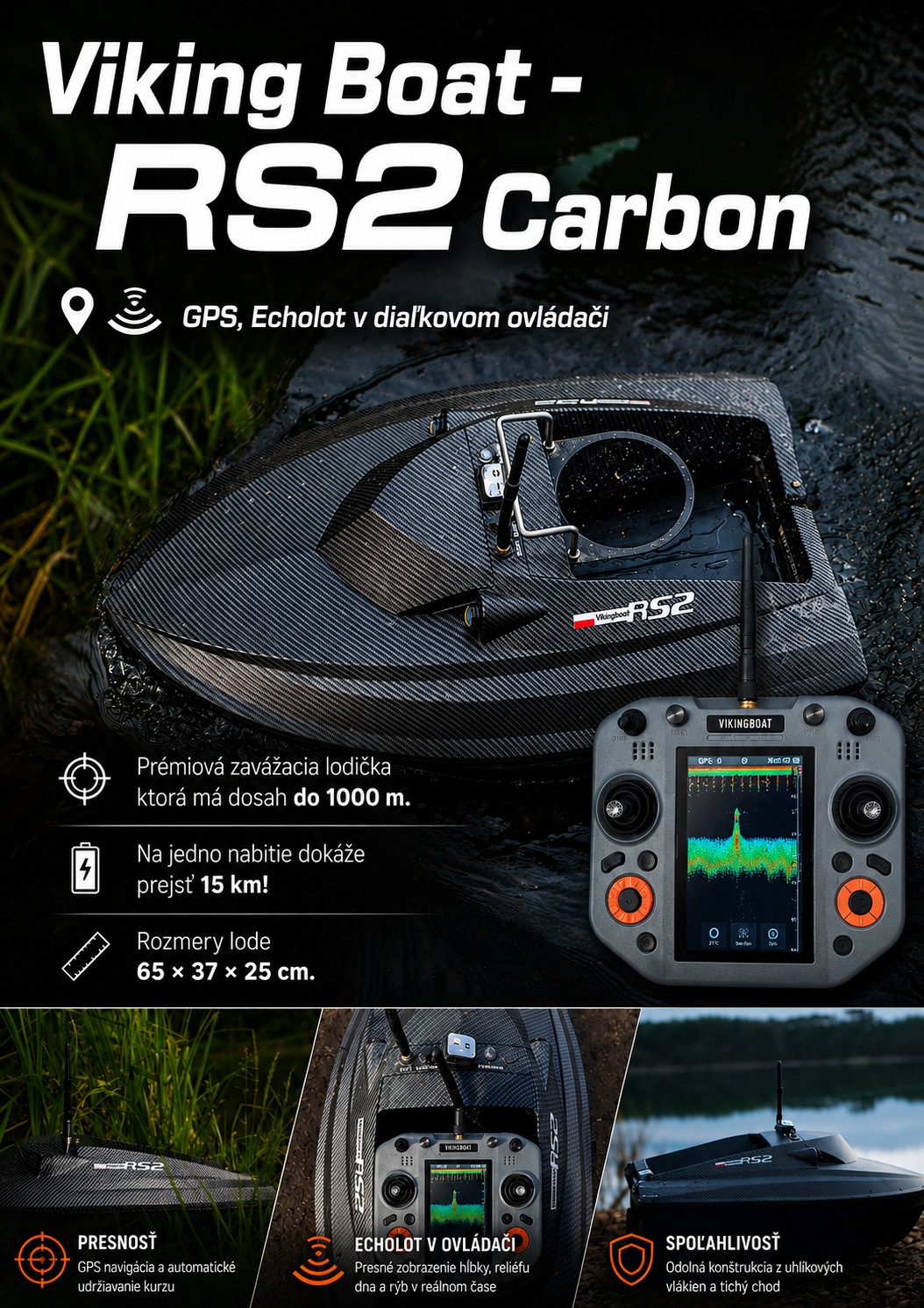 VIKING RS2 CARBON, GPS, ECHOLOT V DIAĽKOVOM OVLÁDAČI – Obrázok 2