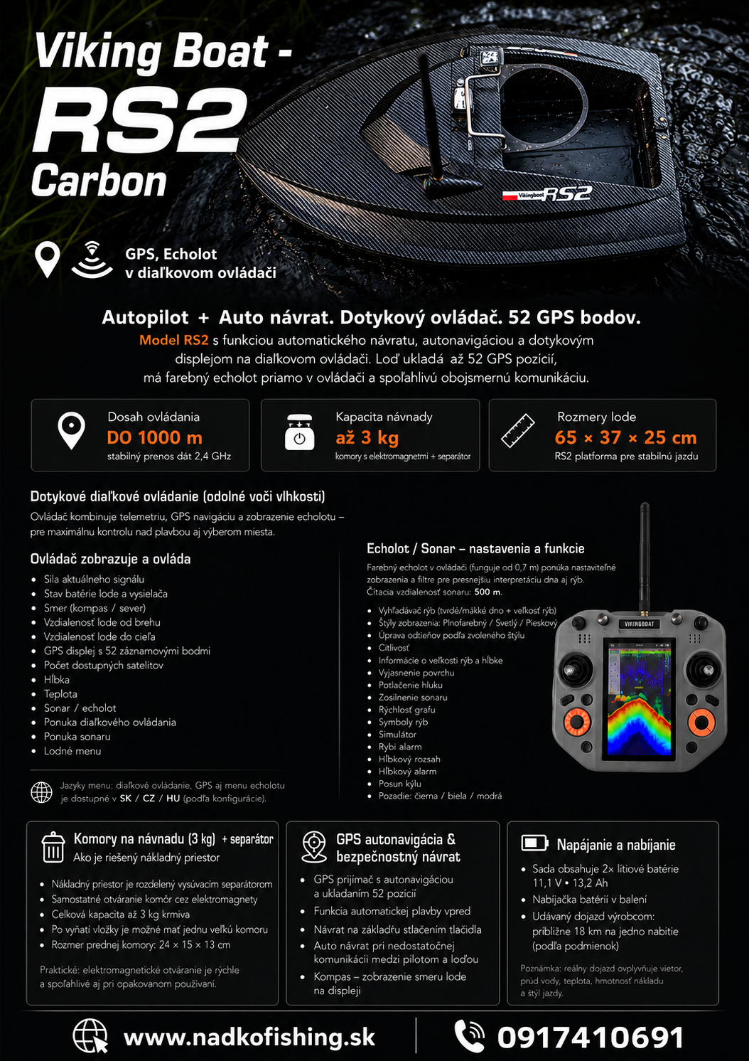 VIKING RS2 CARBON, GPS, ECHOLOT V DIAĽKOVOM OVLÁDAČI – Obrázok 3