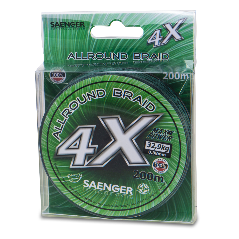 Saenger šnúra 4X Allround Braid 200 m 0,17 mm zelená – Obrázok 3
