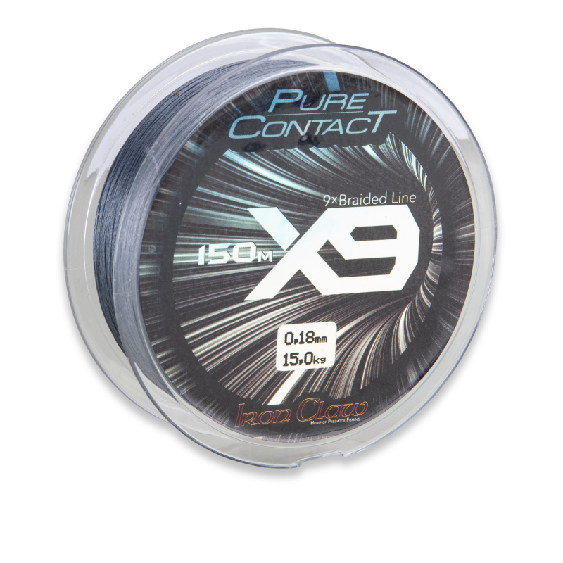 Iron Claw šnúra Pure Contact X9 0,16 mm 150 m sivá