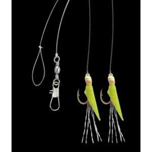 Aquantic nadväzec Real Skin Leader Rig 2 háčiky veľkosť 4 dĺžka 150cm chartreuse