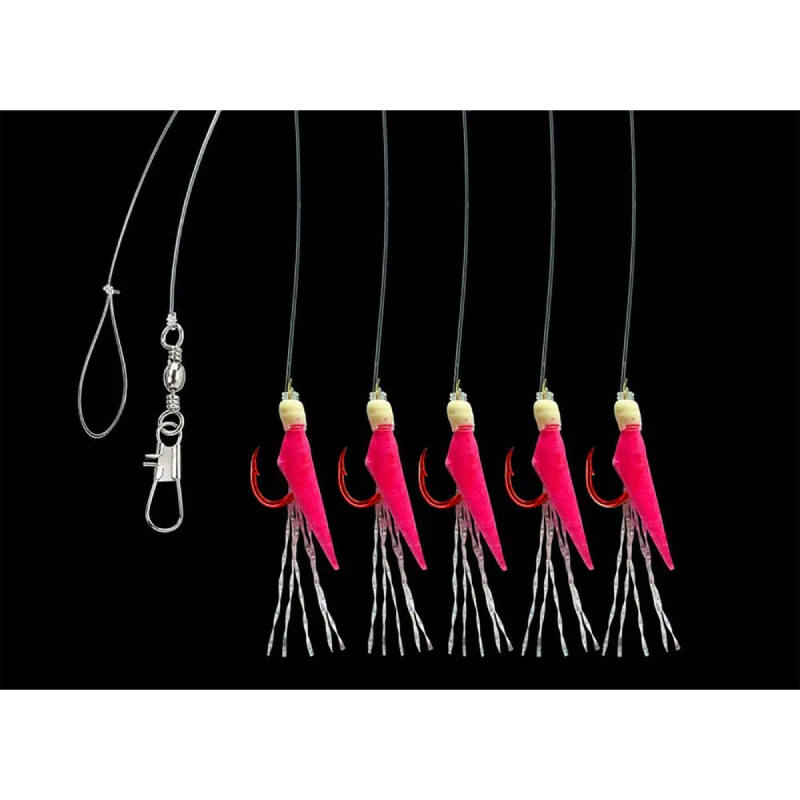 Aquantic nadväzec Real Skin Leader Rig 5 háčikov veľkosť 14 dĺžka 150cm pink